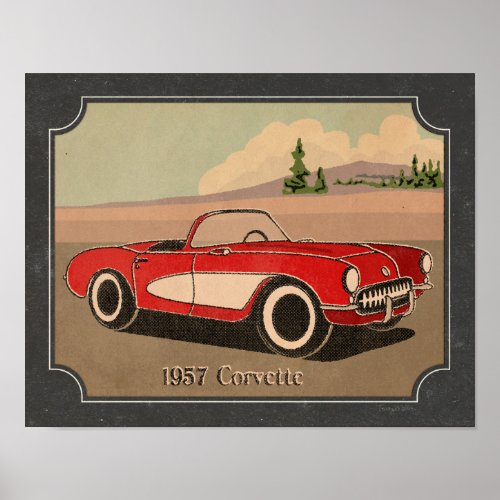 Little Red Corvette 1957 Vintage Print
