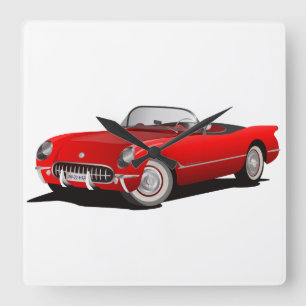 Little red corvette square wall clock
