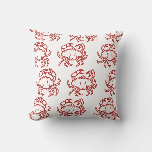 Little Red Crabs Throw Pillow