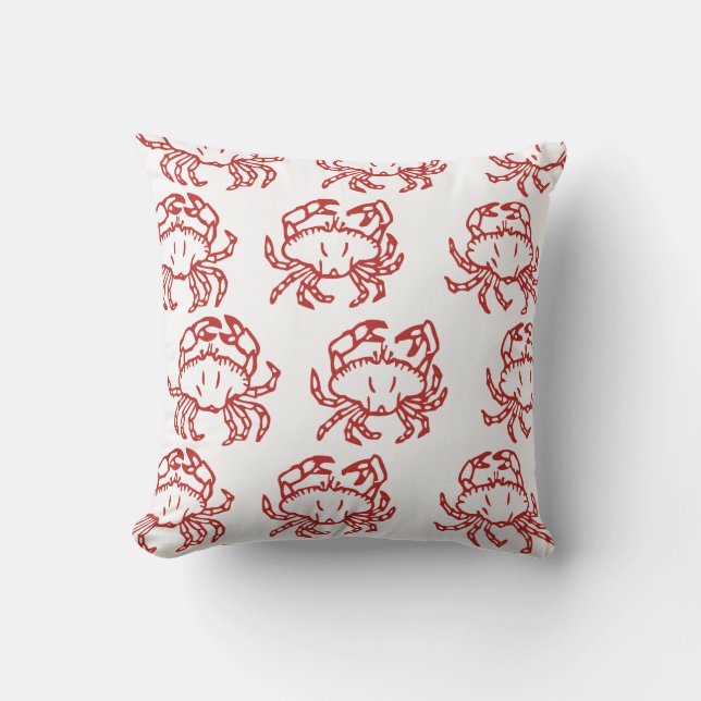 Little Red Crabs Throw Pillow (Front)