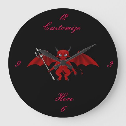 Little Red Devil Thunder_Cove Large Clock