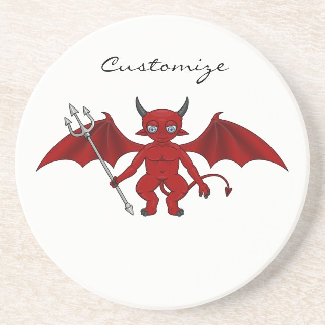 Little Red Devil Thunder_Cove Sandstone Coaster (Front)