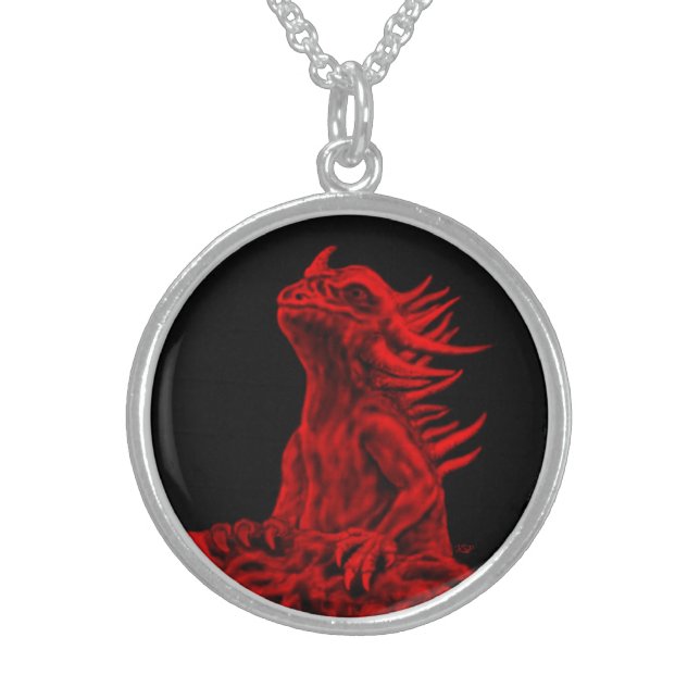 Little red Dragon Sterling Silver Necklace (Front)