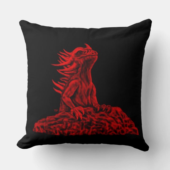 Little red Dragon Throw Pillow (Front)