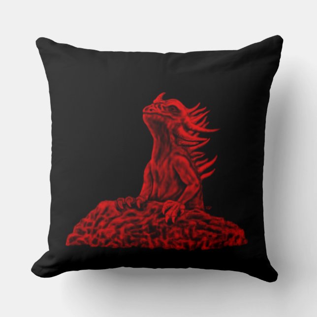Little red Dragon Throw Pillow (Front)