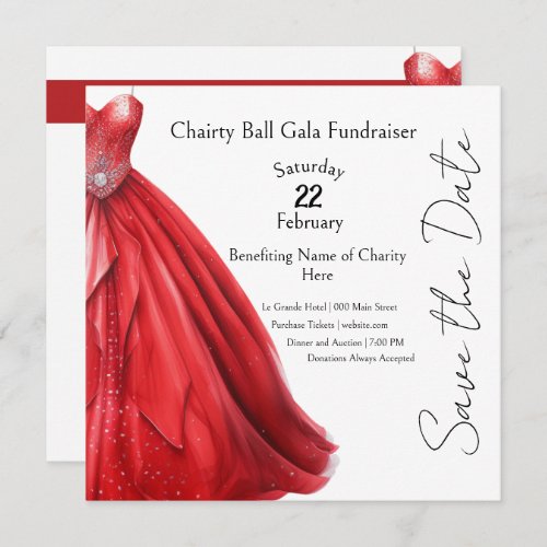 Little Red Dress Gala Charity Event Invitation