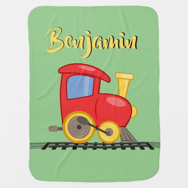 Little Red Engine Design Baby Blanket (Front)