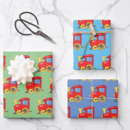 Little Red Engine Design Wrapping Paper Sheets