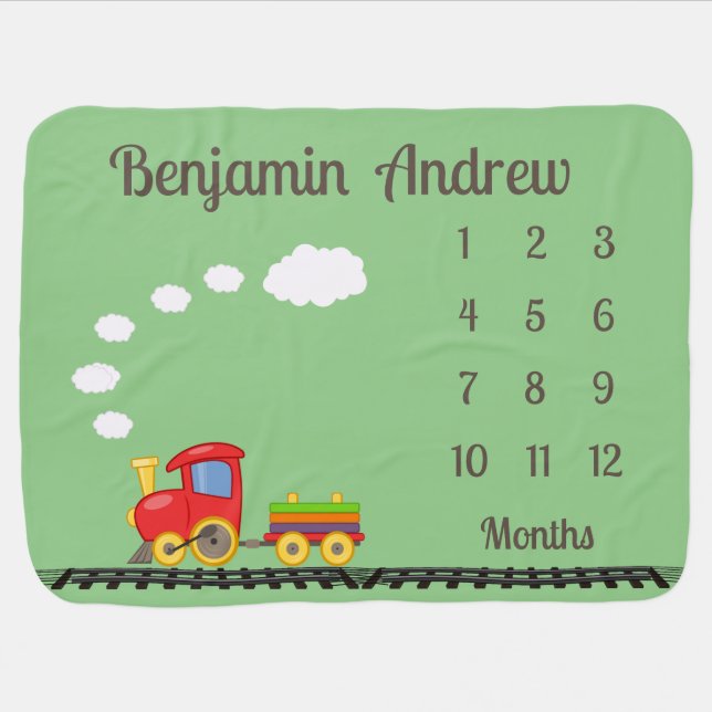 Little Red Engine Monthly Milestone Blanket (Horizontal)