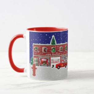 Little Red Fire Truck and Fire Station Mug
