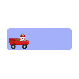 Little Red Fire Truck Birthday Label