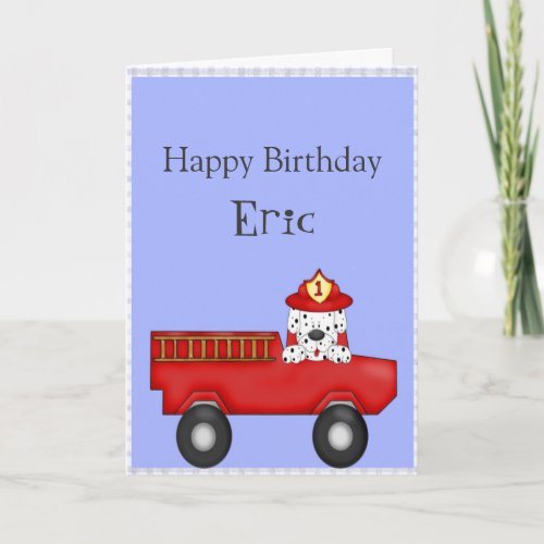 Little Red Fire Truck Dalmatian Birthday Card