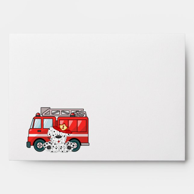 Little Red Fire Truck, Dalmatian Birthday Envelope (Front)
