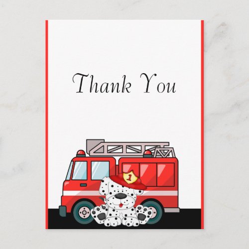 Little Red Fire Truck Dalmatian Birthday Postcard