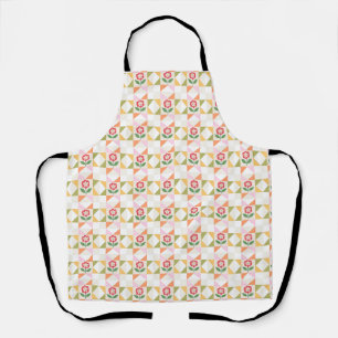 Little red flower quilt block apron