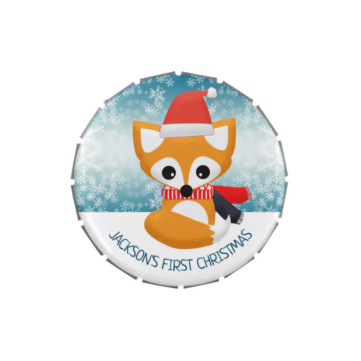 Christmas Artic Fox Moon Stocking Stars Santa Hat Christmas Greeting Card