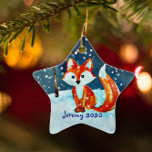 Little Red Fox In Snow Ceramic Ornament at Zazzle