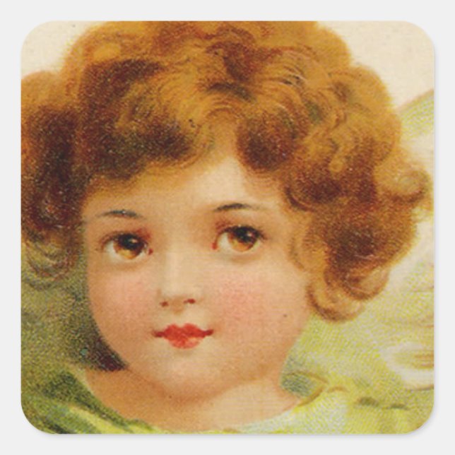 Little Red-Headed Angel Square Sticker (Front)