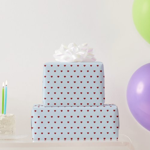 Little red Hearts on light blue Wrapping Paper