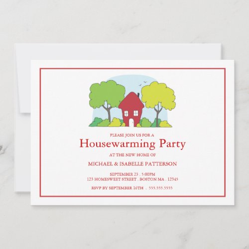 Little Red House Housewarming Party Invitation