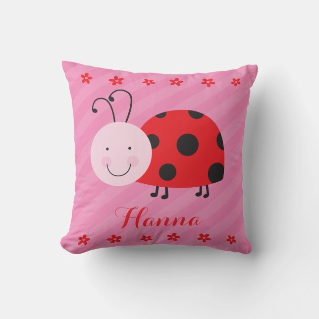 Little Red Ladybug Personalized Pillow (Front)