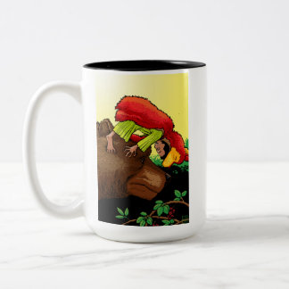 Little Red Mighty Nizz Grizzly Bear Hello! Two-Tone Coffee Mug