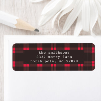 Little Red Ribbon Plaid Holiday Return Address Label