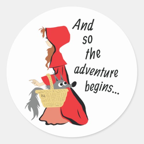 Little Red Riding Hood and Her Wolf Pup Classic Round Sticker