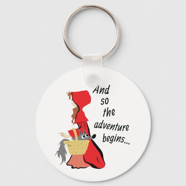 Little Red Riding Hood and Her Wolf Pup Keychain (Front)