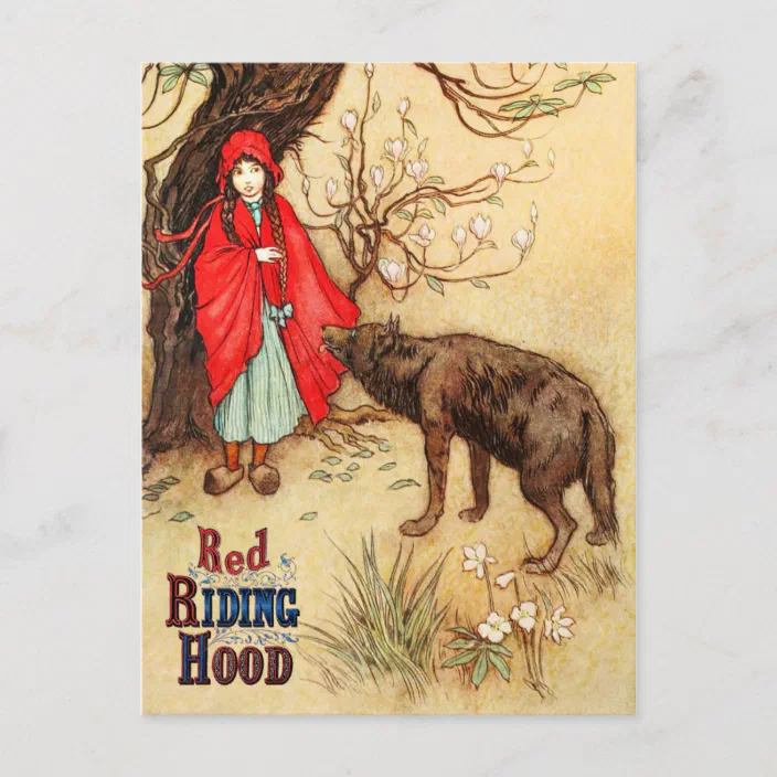 Little Red Riding Hood And The Big Bad Wolf Postcard Zazzle Com