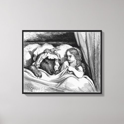 Little Red Riding Hood and the Big Bad Wolf Sketch Canvas Print