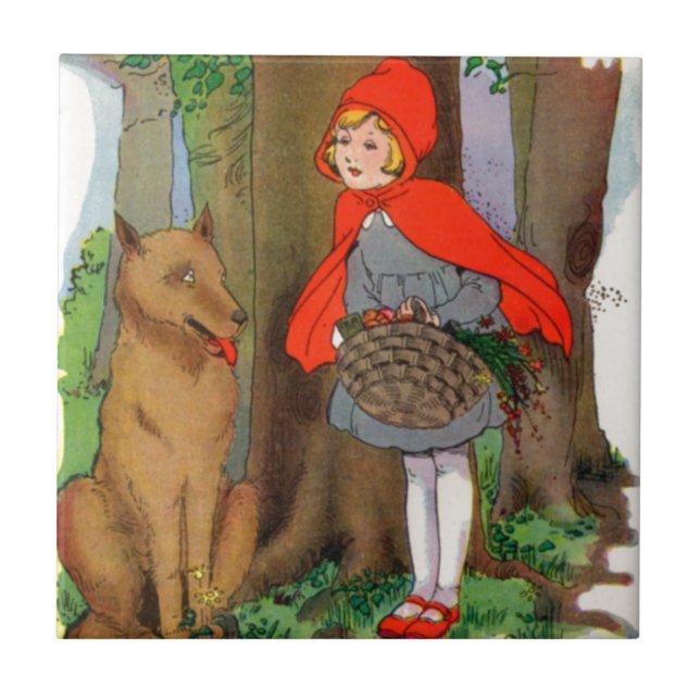 Little Red Riding Hood and the Wolf Ceramic Tile (Front)