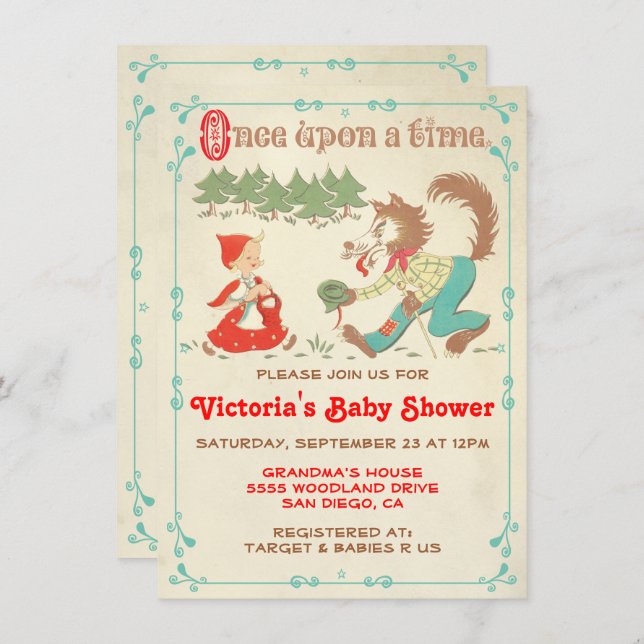 Little Red Riding Hood Baby Shower Invitations (Front/Back)
