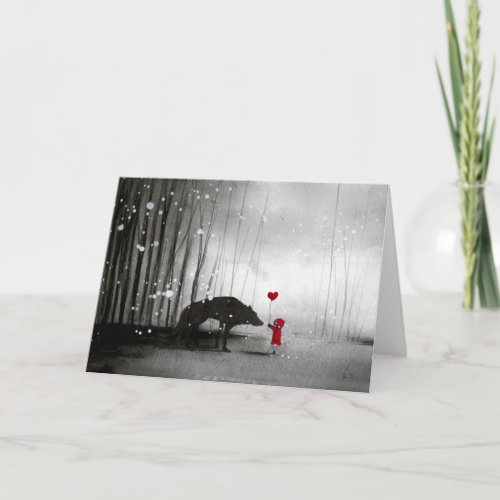 Little Red Riding Hood Be My Valentine Holiday Card