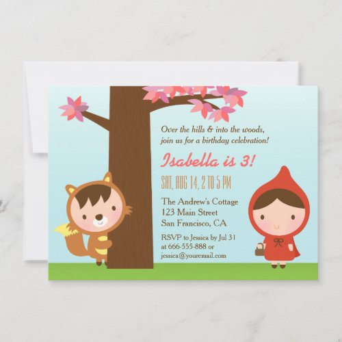 Little Red Riding Hood Big Bad Wolf Birthday Party Invitation