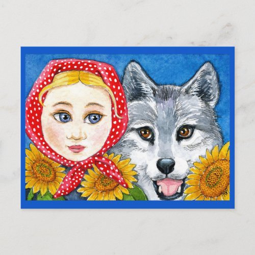 Little Red Riding Hood Big Bad Wolf Postcard