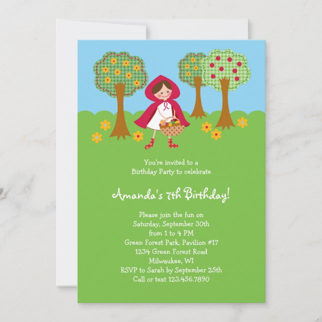 Little Red Riding Hood Birthday Invitation (Front)