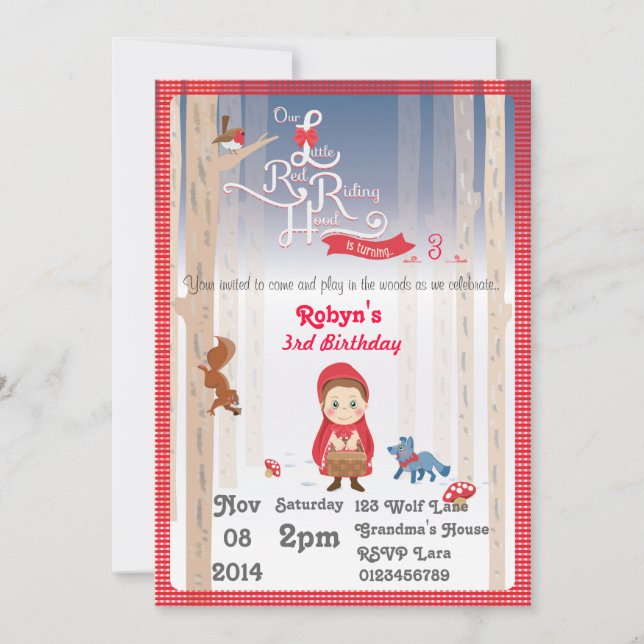 Little Red Riding Hood Birthday Invitation (Front)