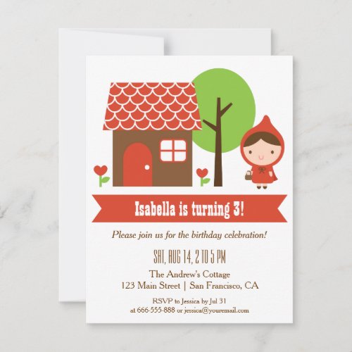 Little Red Riding Hood Birthday Party Invitations