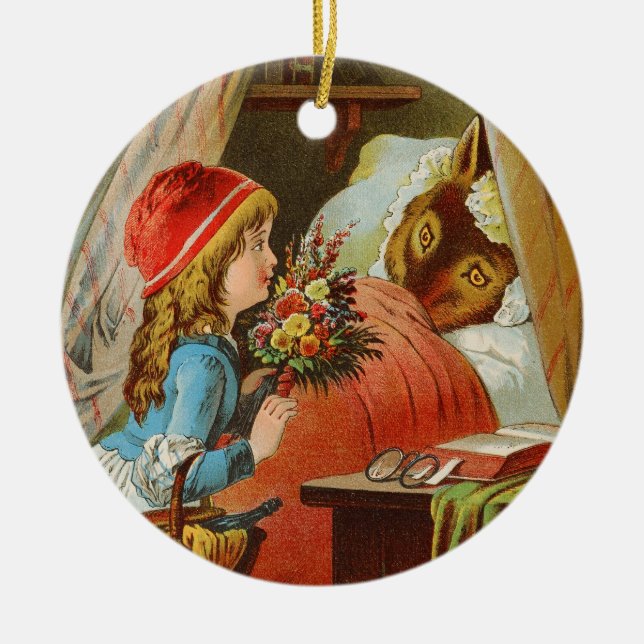 Little Red Riding Hood by Carl Offterdinger Ceramic Ornament (Front)