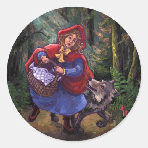 Little Red Riding Hood Classic Round Sticker