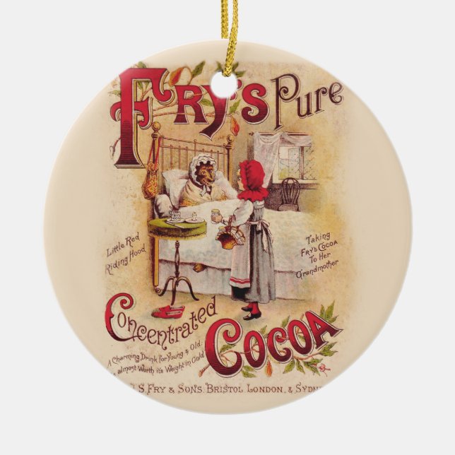 Little Red Riding Hood Cocoa Ceramic Ornament (Front)