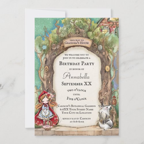 Little Red Riding Hood Colorful Fairy Tale Invitation