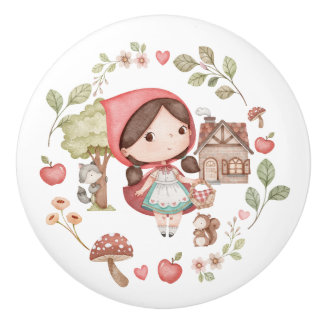 Little Red Riding Hood Cute Whimsical Ceramic Knob
