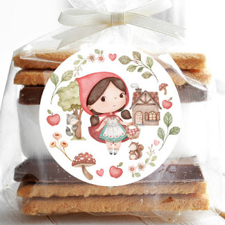 Little Red Riding Hood Cute Whimsical Classic Round Sticker