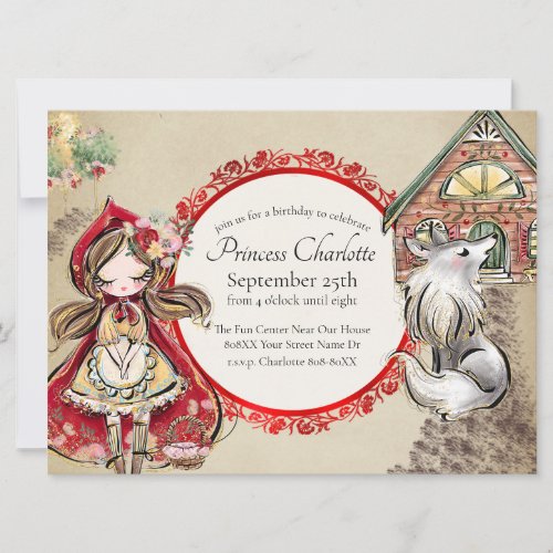 Little Red Riding Hood Fairy Tale Storybook Invitation