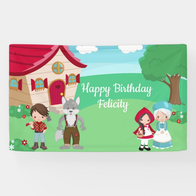Little Red Riding Hood Fairytale Girls Birthday Banner (Horizontal)