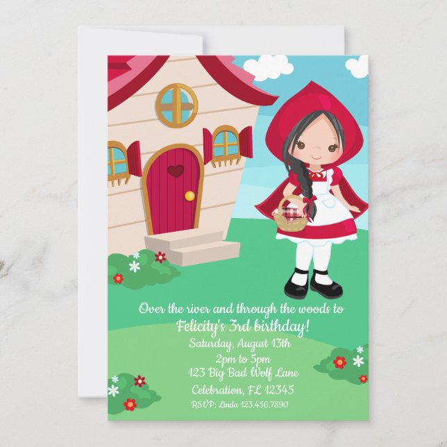 Little Red Riding Hood Fairytale Girls Birthday Invitation (Front)