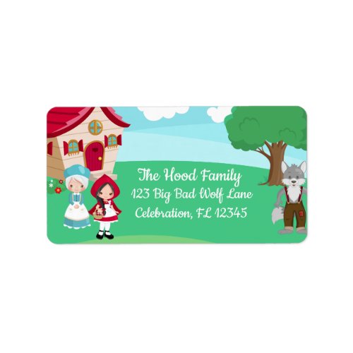 Little Red Riding Hood Fairytale Girls Birthday Label