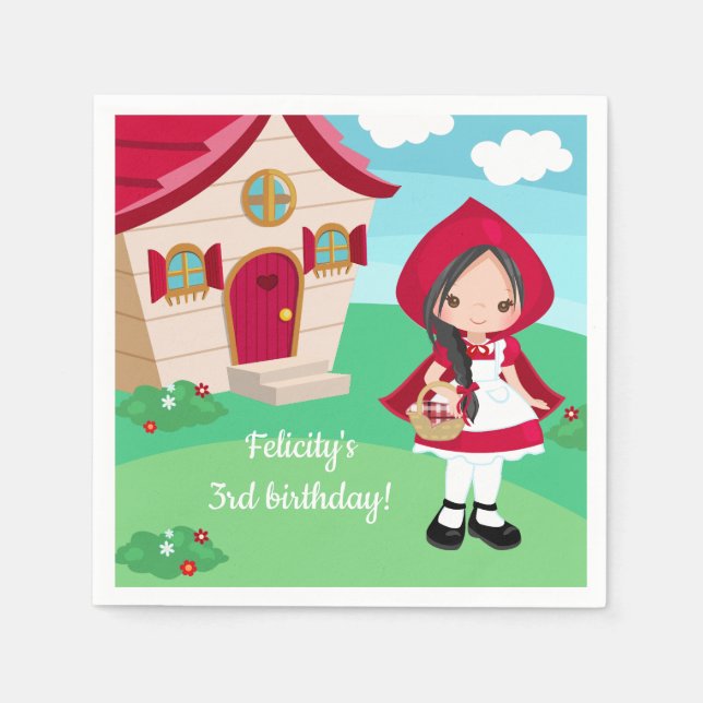 Little Red Riding Hood Fairytale Girls Birthday Napkins (Front)